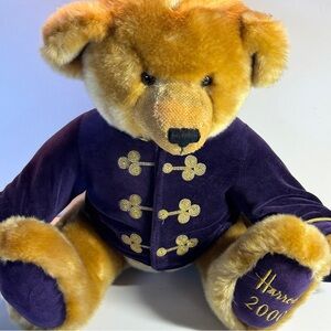 Harrods Plush Bear with Gold Fur and Purple Jacket